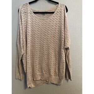 Ruff Hewn Grey Womens Sweater XL Pink Dolman Long‎ Sleeve Cold Shoulder Sparkle